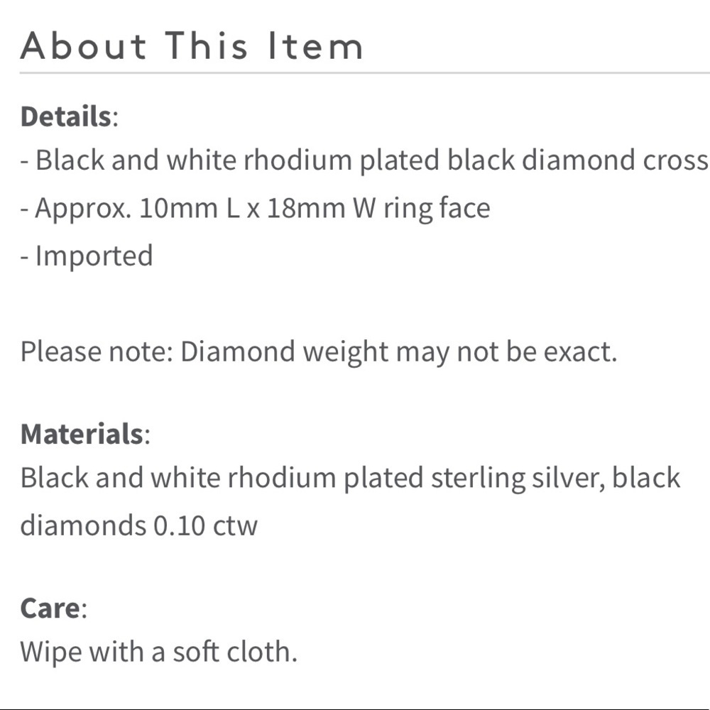 SAVVY CIE sterling & black diamond cross ring sz 7 - NEW! - Picture 5 of 7